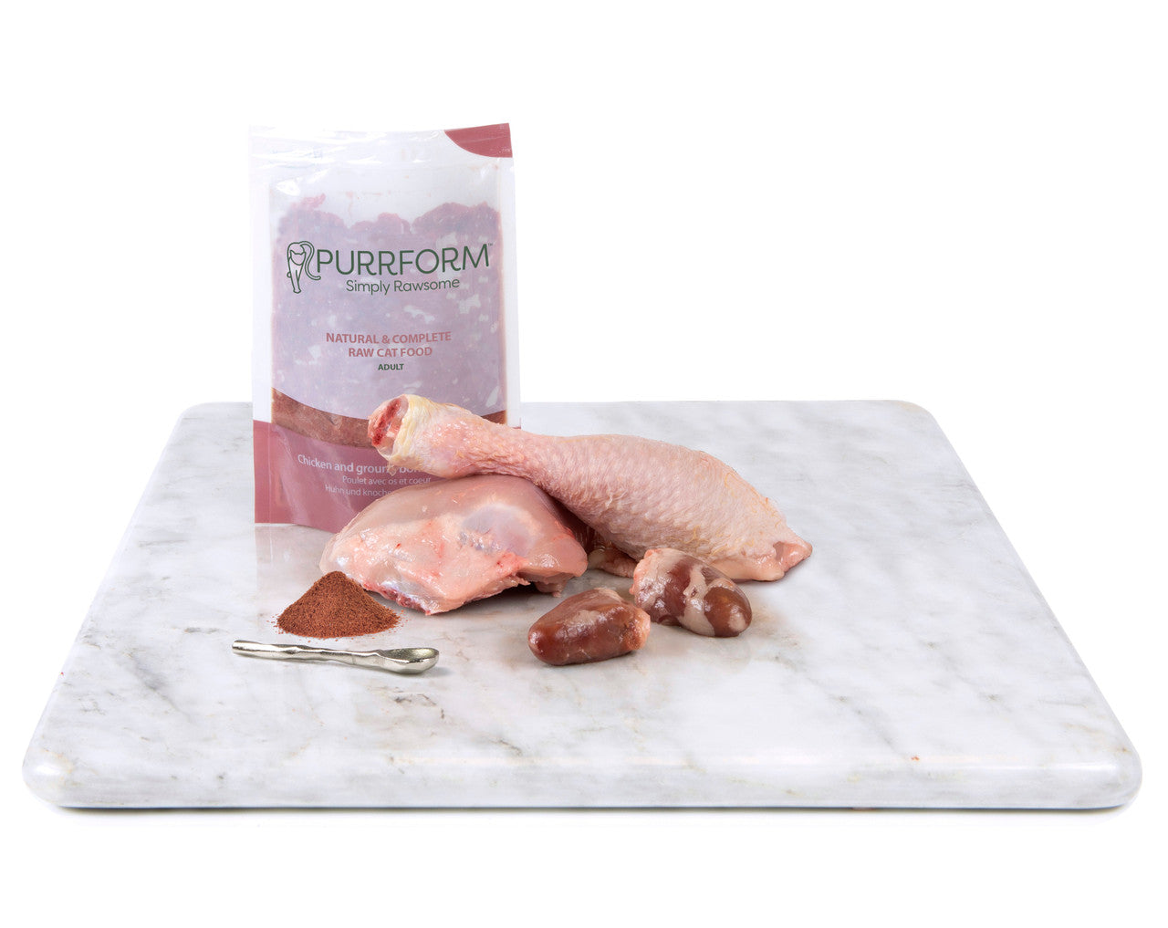 Purrform Chicken & Ground Bone with Heart 6 x 70g pouches