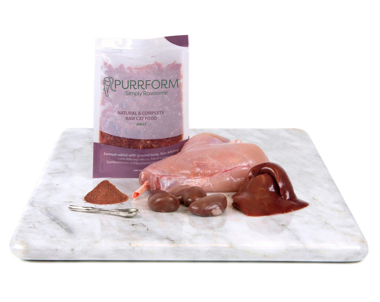 Purrform Farmed Rabbit and Ground Bone with Liver and Kidney  6 x 70g pouches