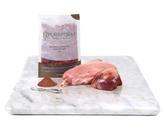 Purrform Farmed Rabbit and Ground Bone with Ox Heart  6 x 70g pouches