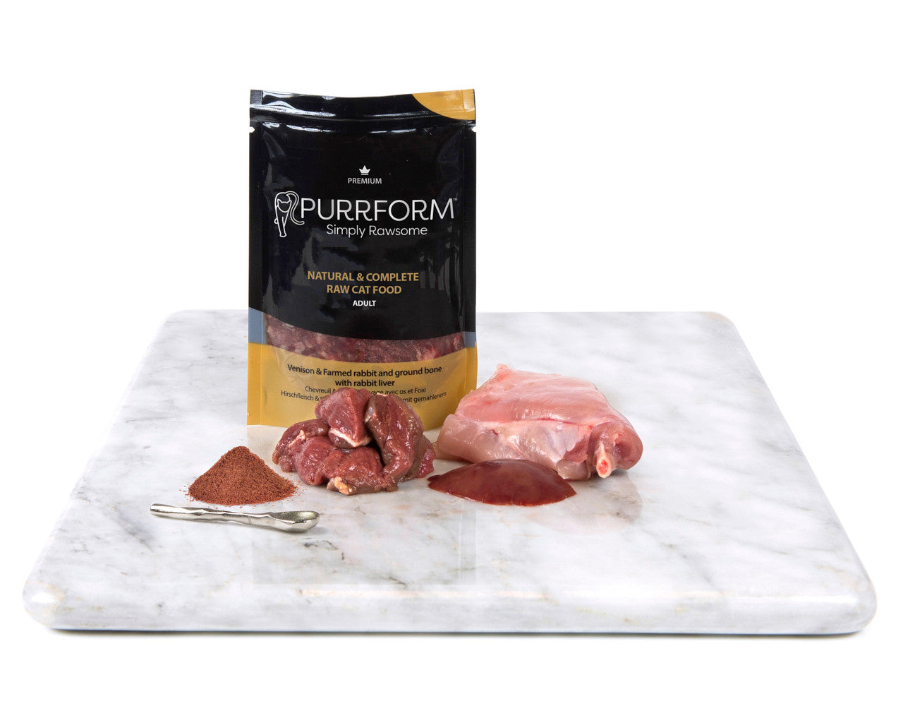 Purrform Venison & Farmed Rabbit and Ground Bone with Rabbit Liver  6 x 70g pouches